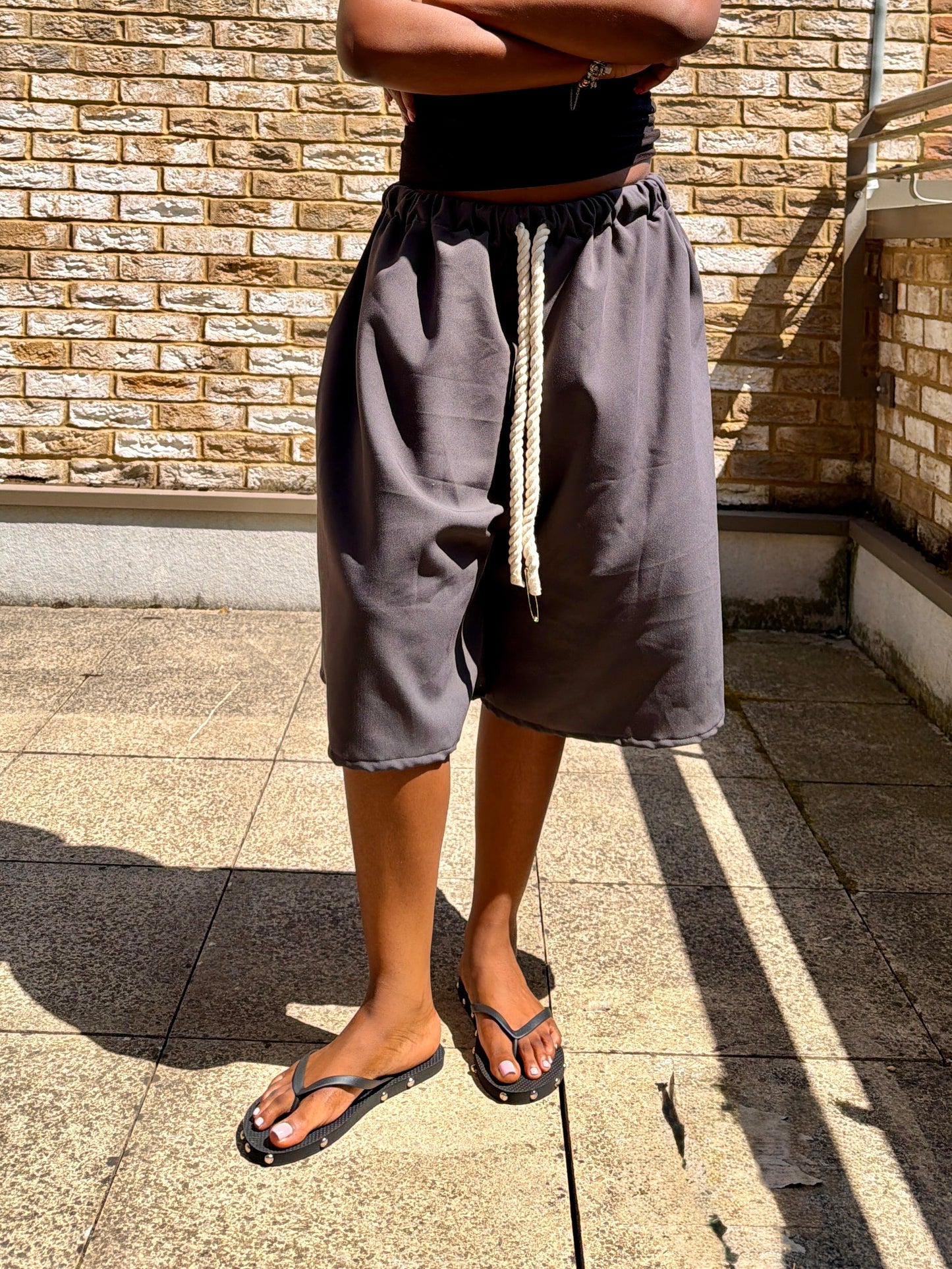 GREY OVERSIZED JORTS