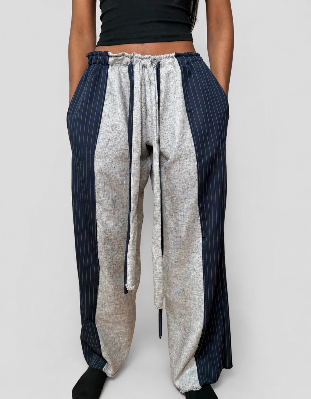 Contrast Panel Drawstring Pants
