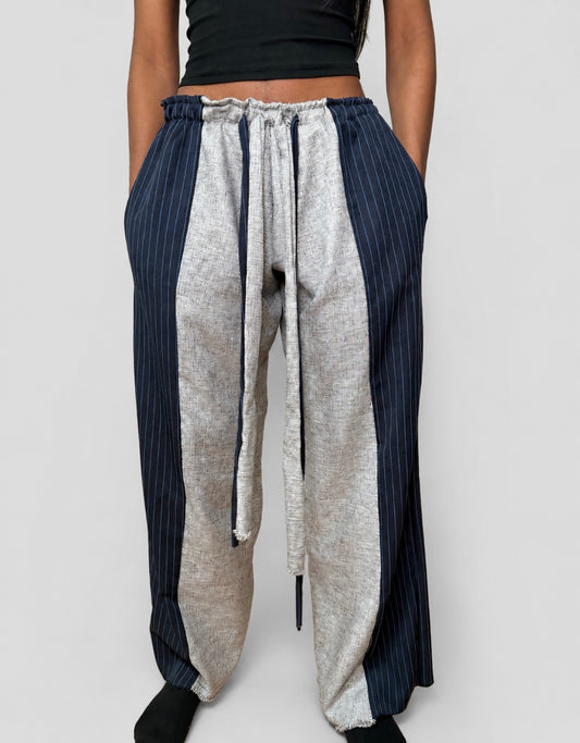 Contrast Panel Drawstring Pants