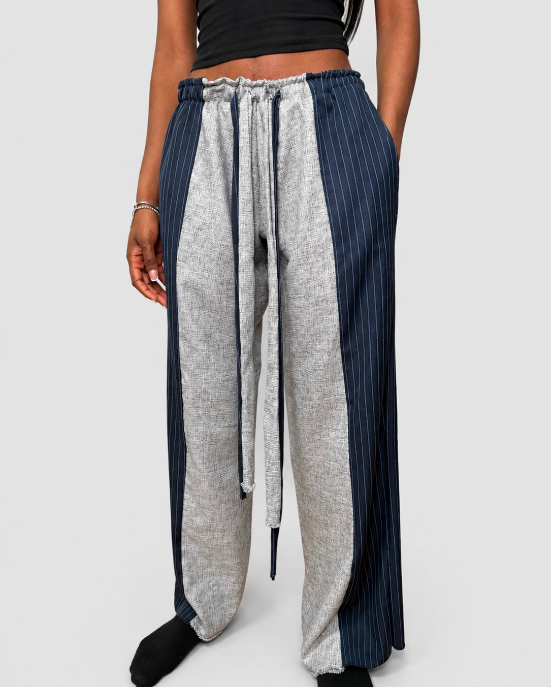Contrast Panel Drawstring Pants