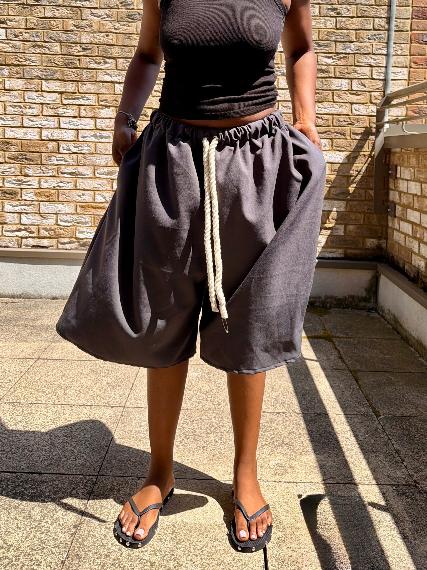 GREY OVERSIZED JORTS