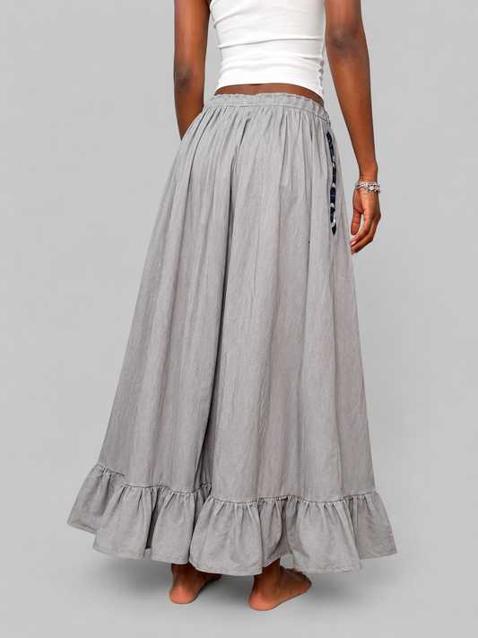 RUFFLE HEM MIDI SKIRT