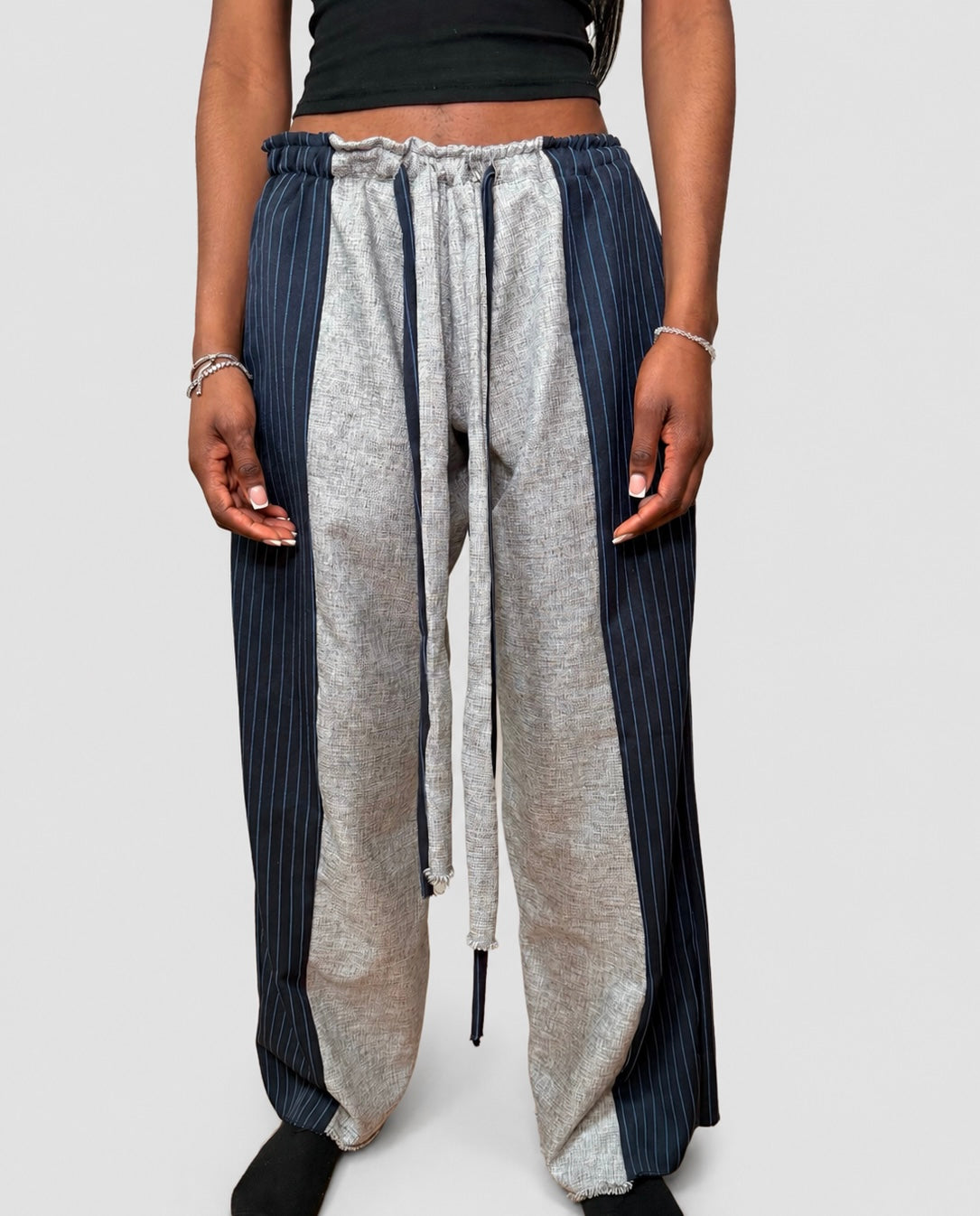 Contrast Panel Drawstring Pants